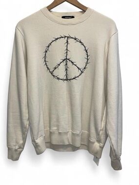 Undercover Cream Sweatshirt with Black Barbed Wire Peace Graphic